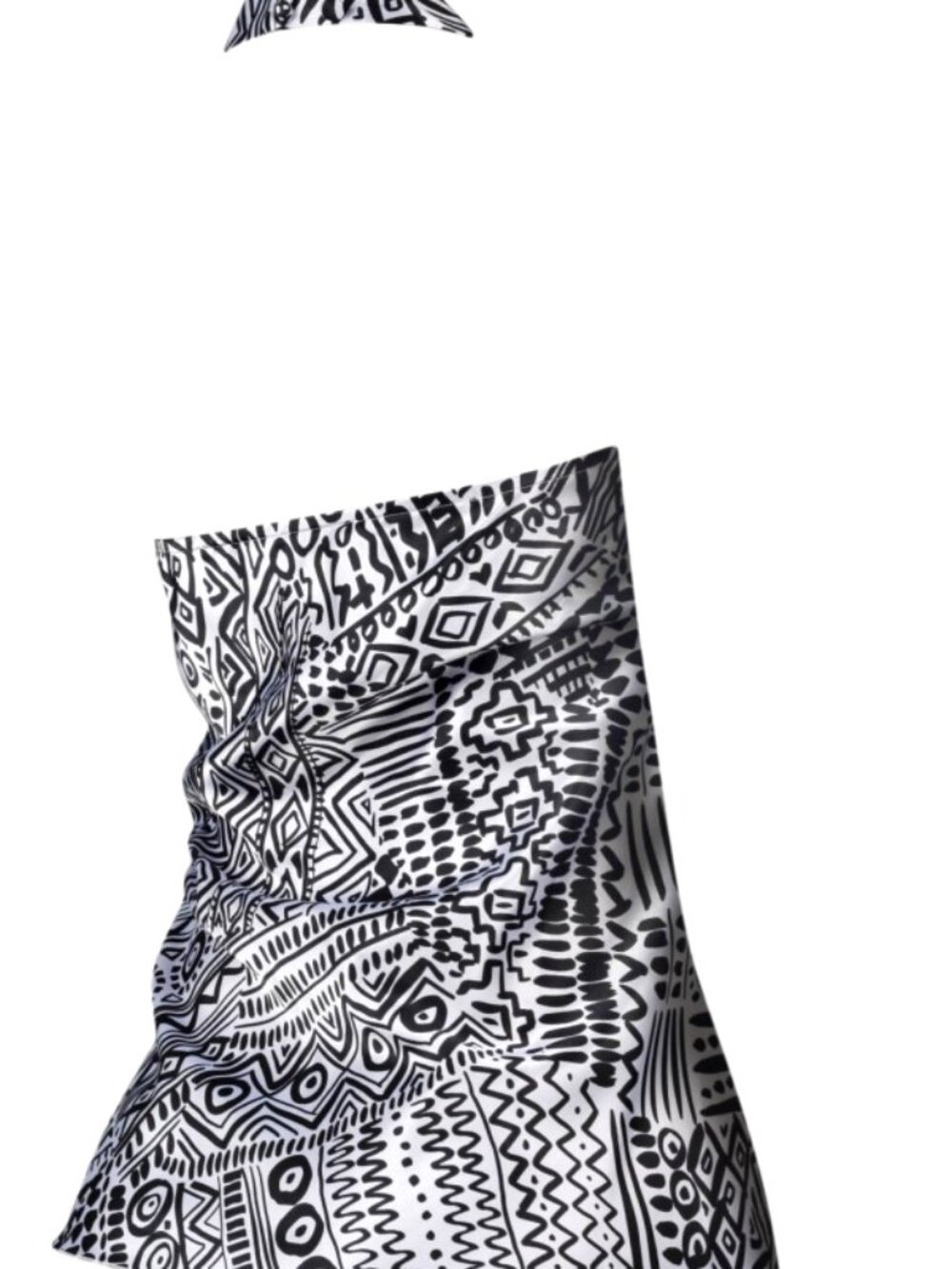 Spense Halter Open Back Ruffled Multi-Print Jersey Top - Picture 2 of 2